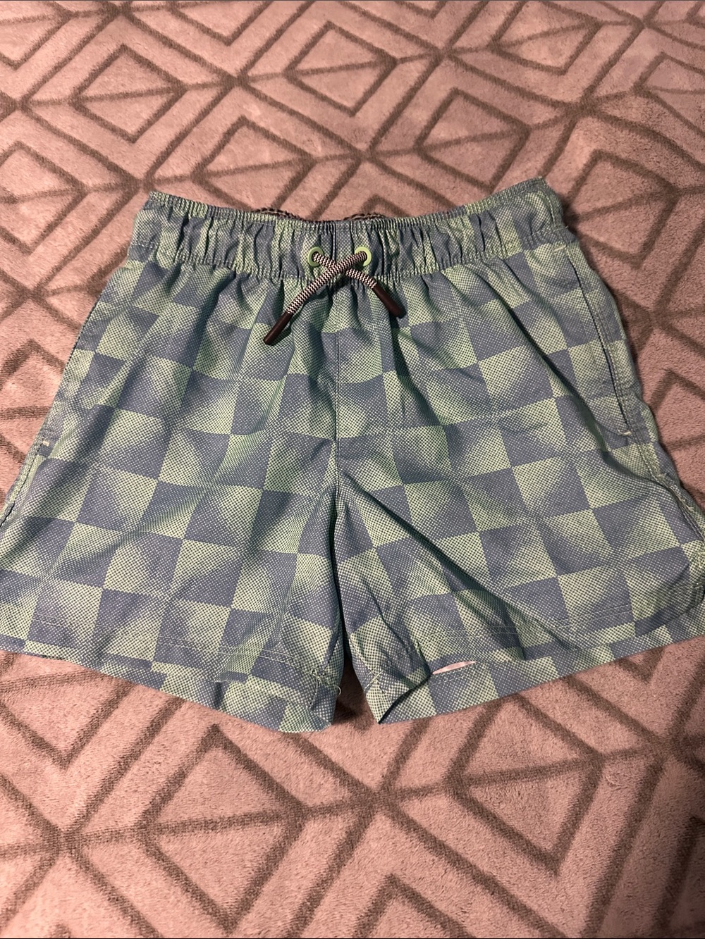 art class Blue and Green Checkerboard Swim Trunks